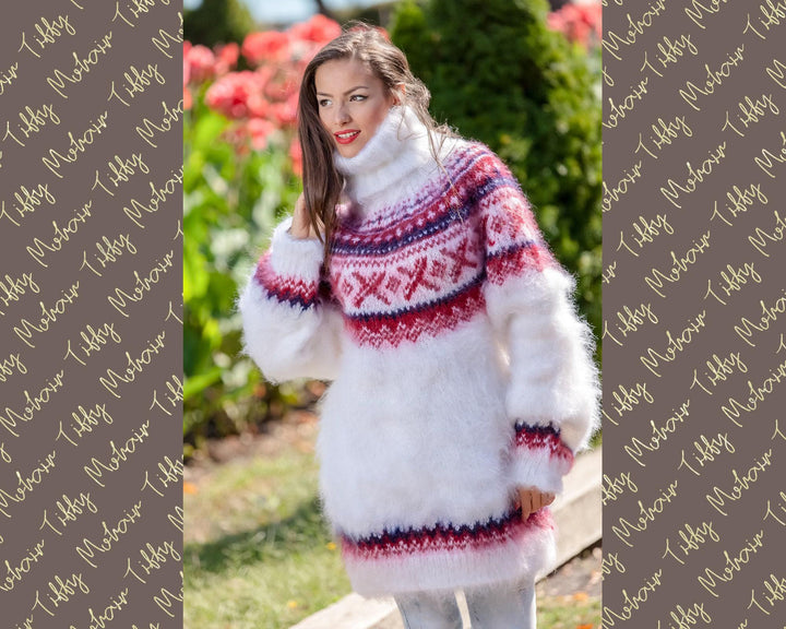 Norwegian Mohair Sweater – Hand Knitted Nordic Wool Pullover T351