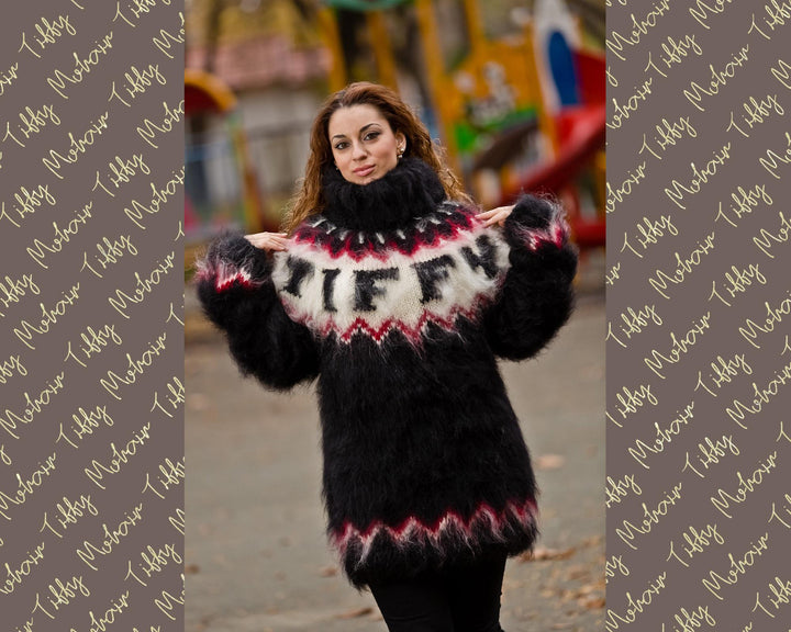 Black Mohair Sweater – Chunky Hand Knitted Nordic Wool Jumper T200