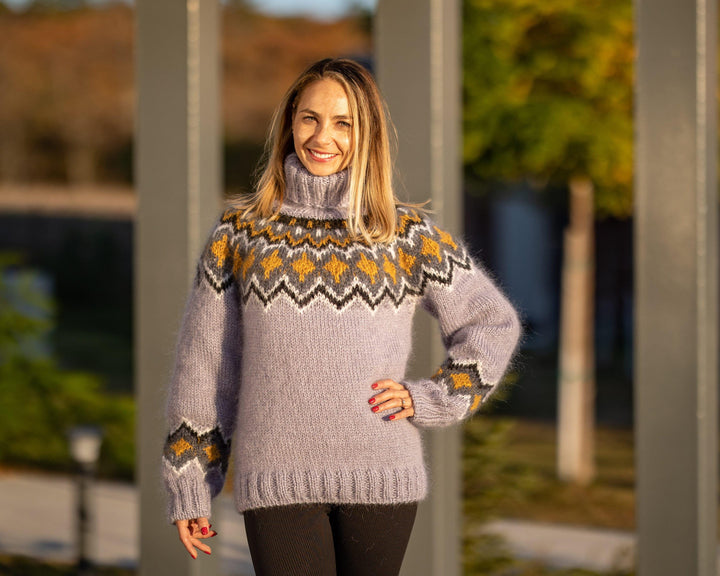 Nordic Mohair Sweater – Hand Knitted Icelandic Jumper T1299