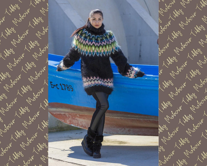 Mohair Sweater – Hand Knitted Icelandic Lopi Wool Pullover T556