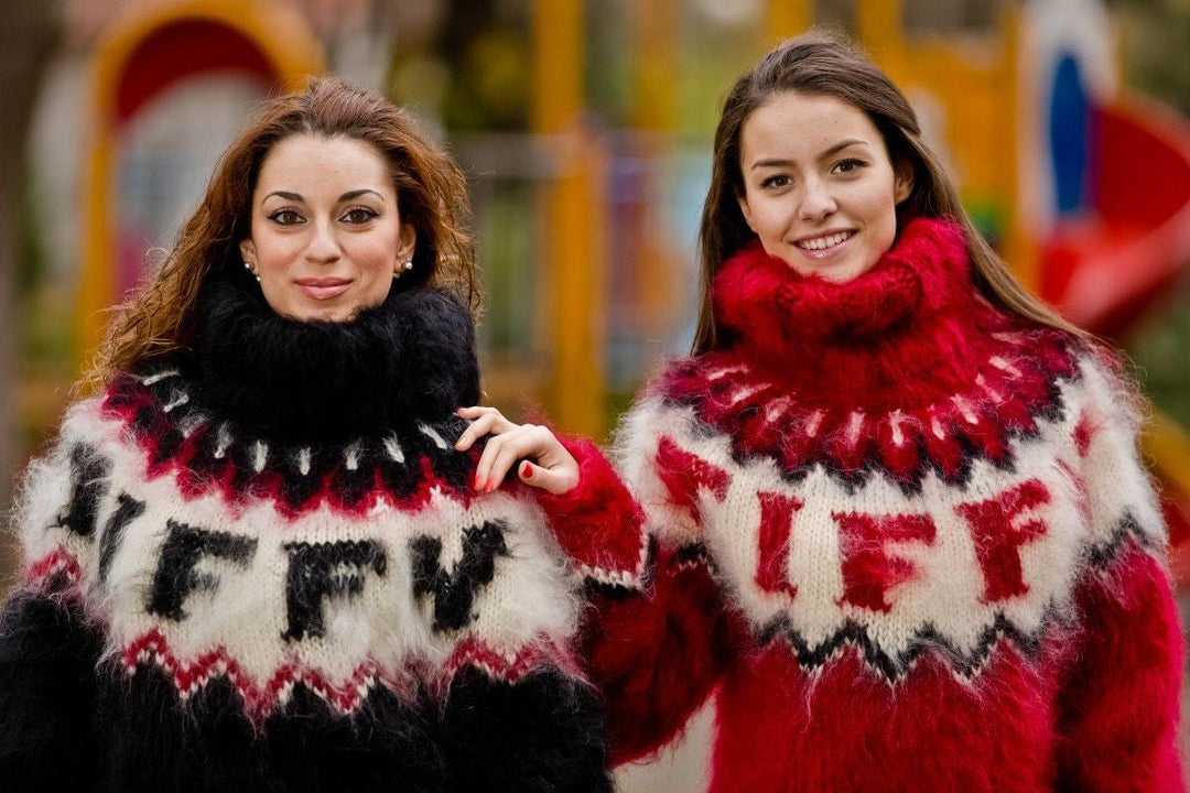 Red Mohair Sweater – Hand Knitted Icelandic Nordic Pullover T199