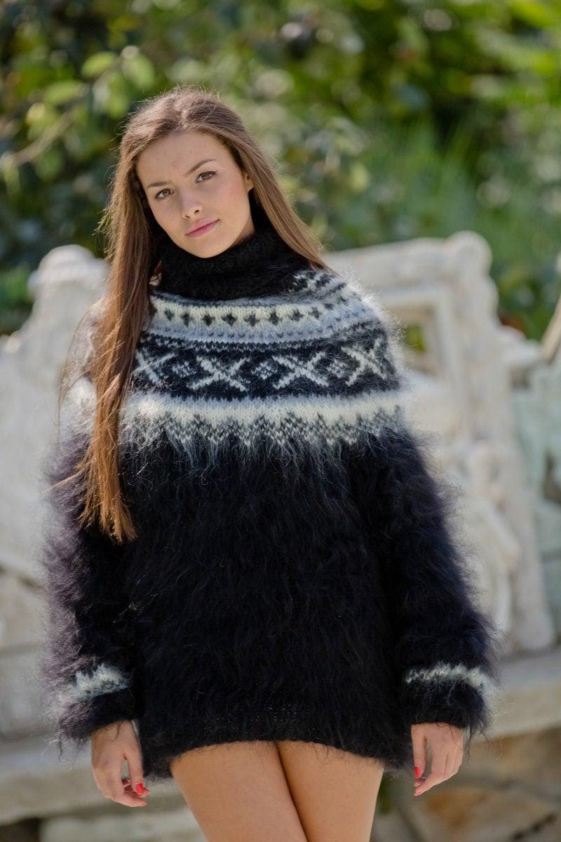 Tiffy Mohair Gray Mohair Icelandic Nordic Sweater T126