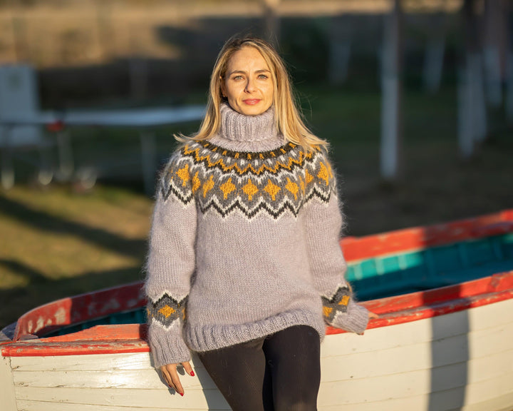Nordic Mohair Sweater – Hand Knitted Icelandic Jumper T1299