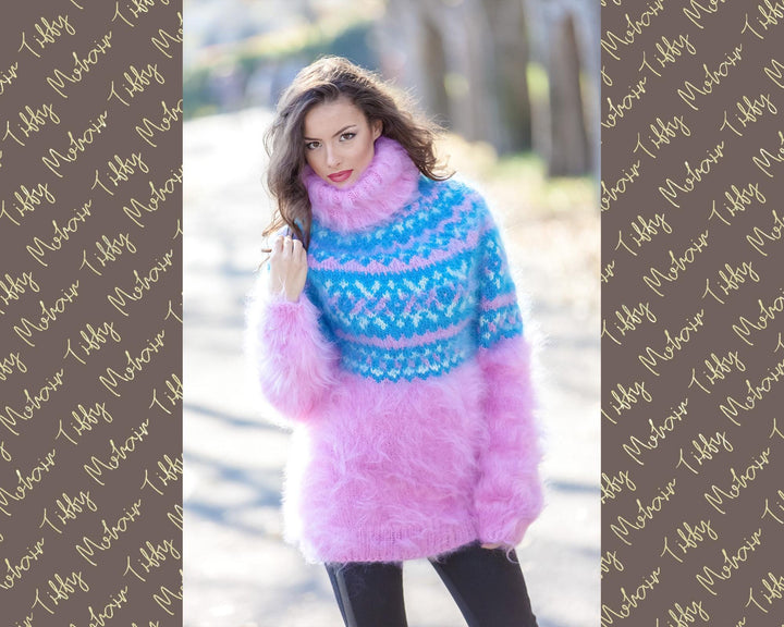 Pink Icelandic Sweater – Hand Knitted Lopi Wool Pullover T376