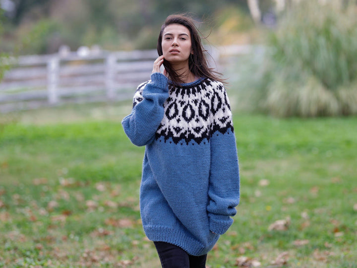 Lopi Wool Sweater – Hand Knitted Icelandic Pullover T1122