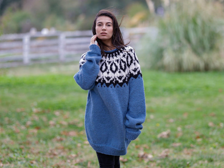 Lopi Wool Sweater – Hand Knitted Icelandic Pullover T1122