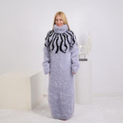 Longue Robe Islandaise en Mohair, Robe Pull Nordique Lopi Tricotée Main T1927