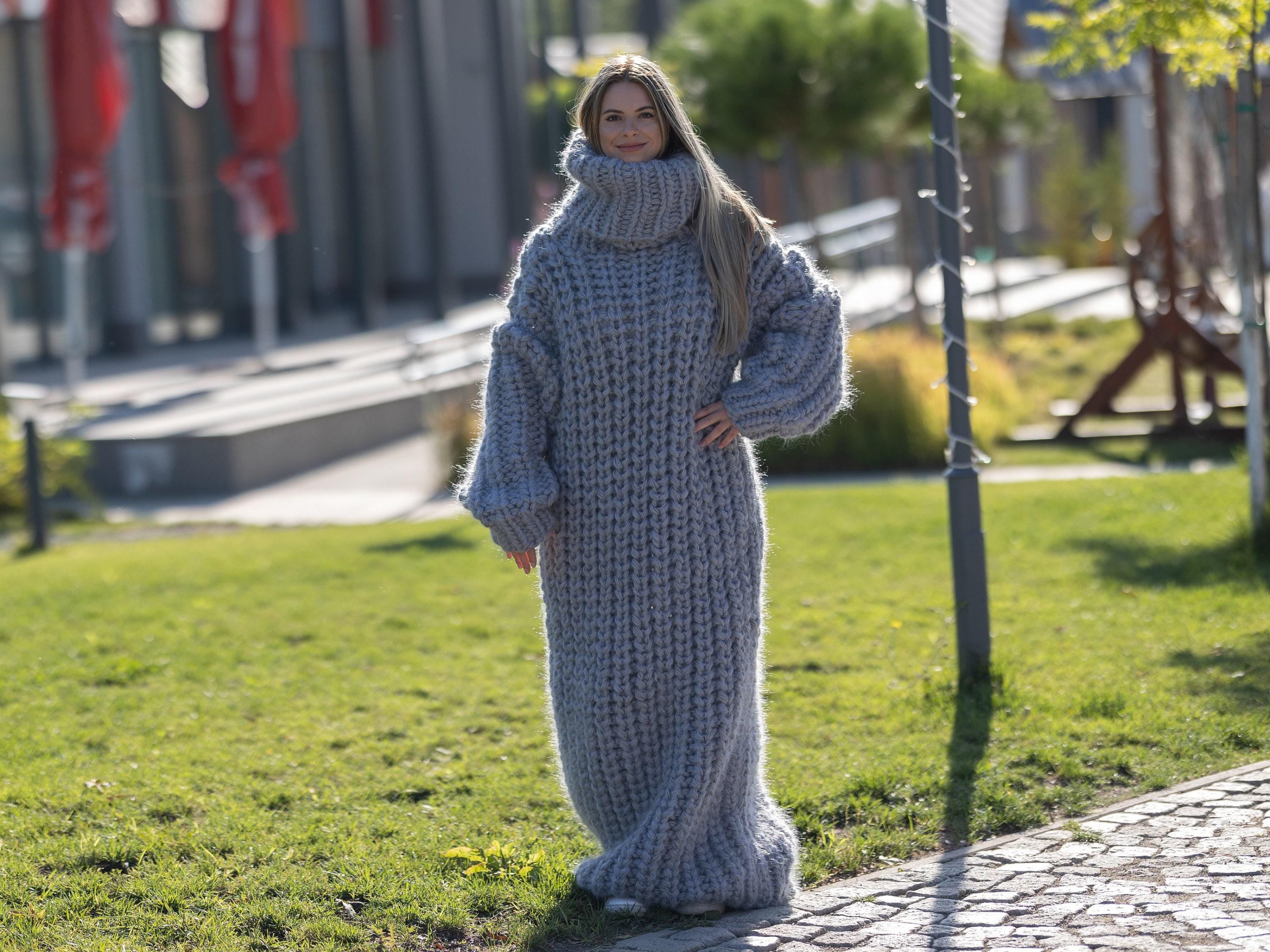 Tiffy Mohair Gray Mohair Wool Maxi Dress T1265
