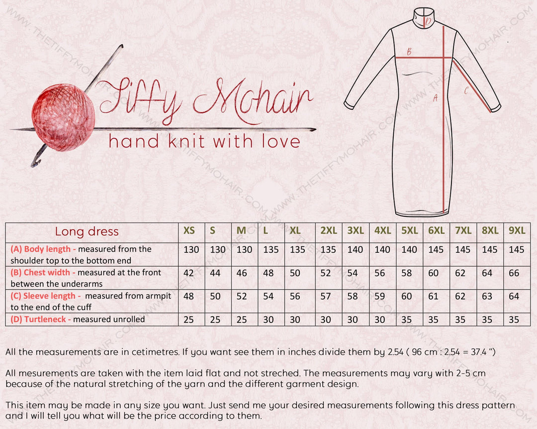 Long Wool Turtleneck Sweater Dress in Beige, Chunky Hand-Knit Maxi Robe T2060