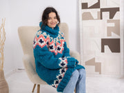 Island Pulloverkleid aus Merinowolle, extra weiches Lopi Strick-Rollkragenkleid T1671