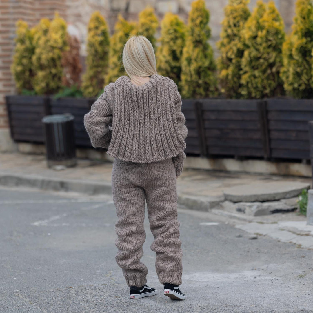 Wool Catsuit – Cozy Hand-Knitted Full Body Jumpsuit with 55 cm Extra Long Turtleneck   T1870