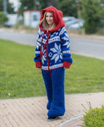 Combinaison intégrale en laine et mohair – Tricotée main style islandais duveteux – T1080