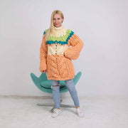 Merino-Woll-Zopfstrickpullover, handgestrickter Pullover aus 100 % Wolle T1889