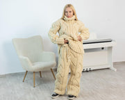 Chunky Wollstrickhose, handgestrickte Jogginghose aus 100 % Wolle für Damen T1531