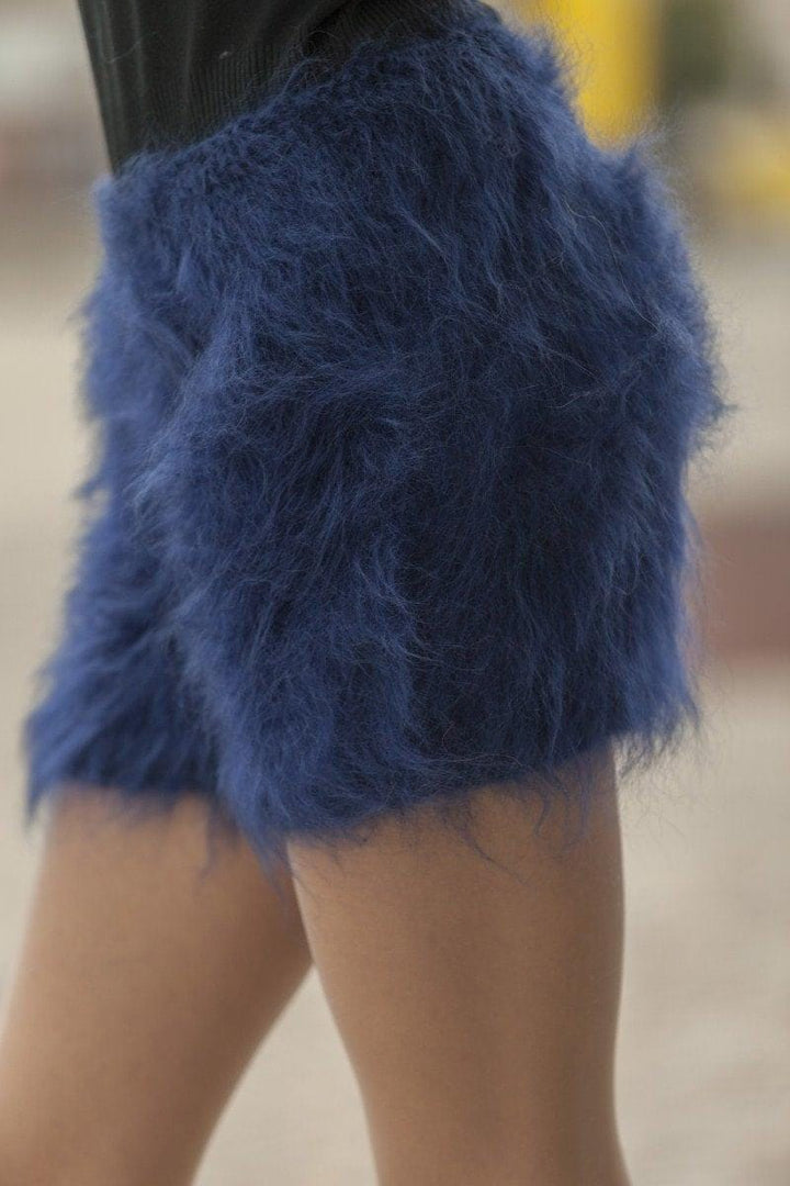 Mohair Knit Shorts – Hand Knitted Fuzzy Underwear, Soft Fluffy Pants T481