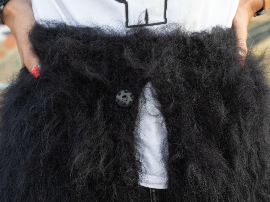 Black Mohair Knit Pants, Hand Knitted Fluffy Soft Mohair Trousers T1090