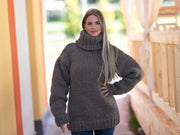 Pull en yak mérinos super épais, tricoté à la main, 24 brins épais T1261