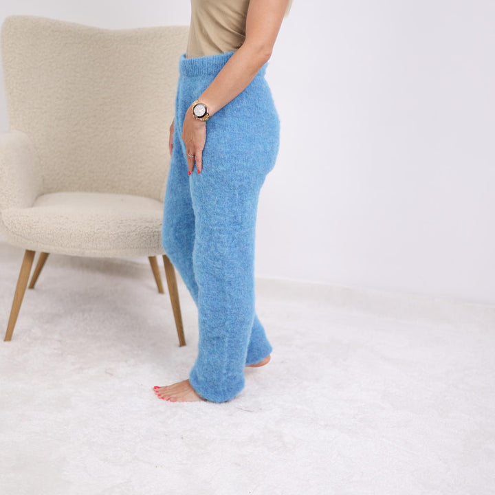 One available in size XL, Fluffy Alpaca Knit Pants - Hand Knitted Trousers T1907