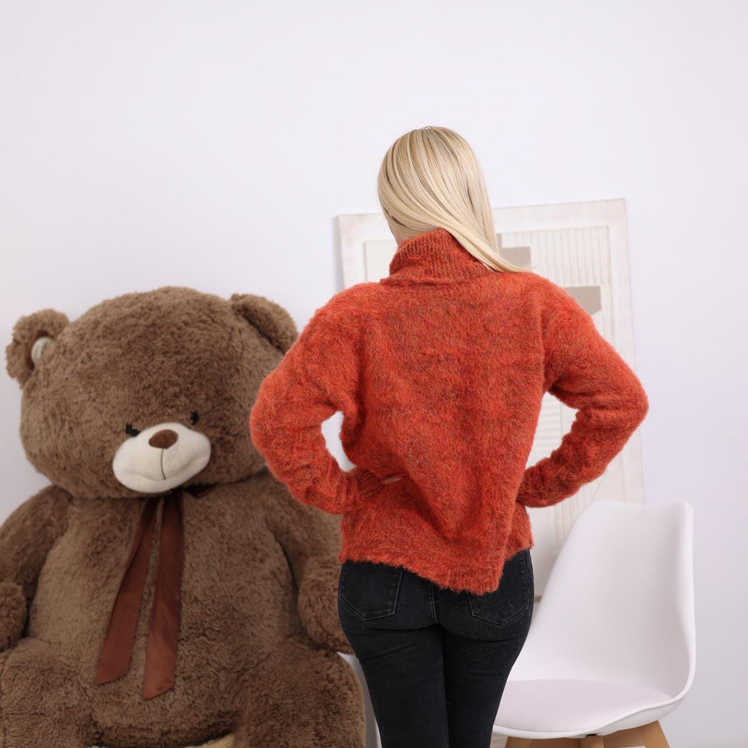 One available in size L, Brushed Alpaca Sweater in Burnt Orange - Handmade Jumper T1825
