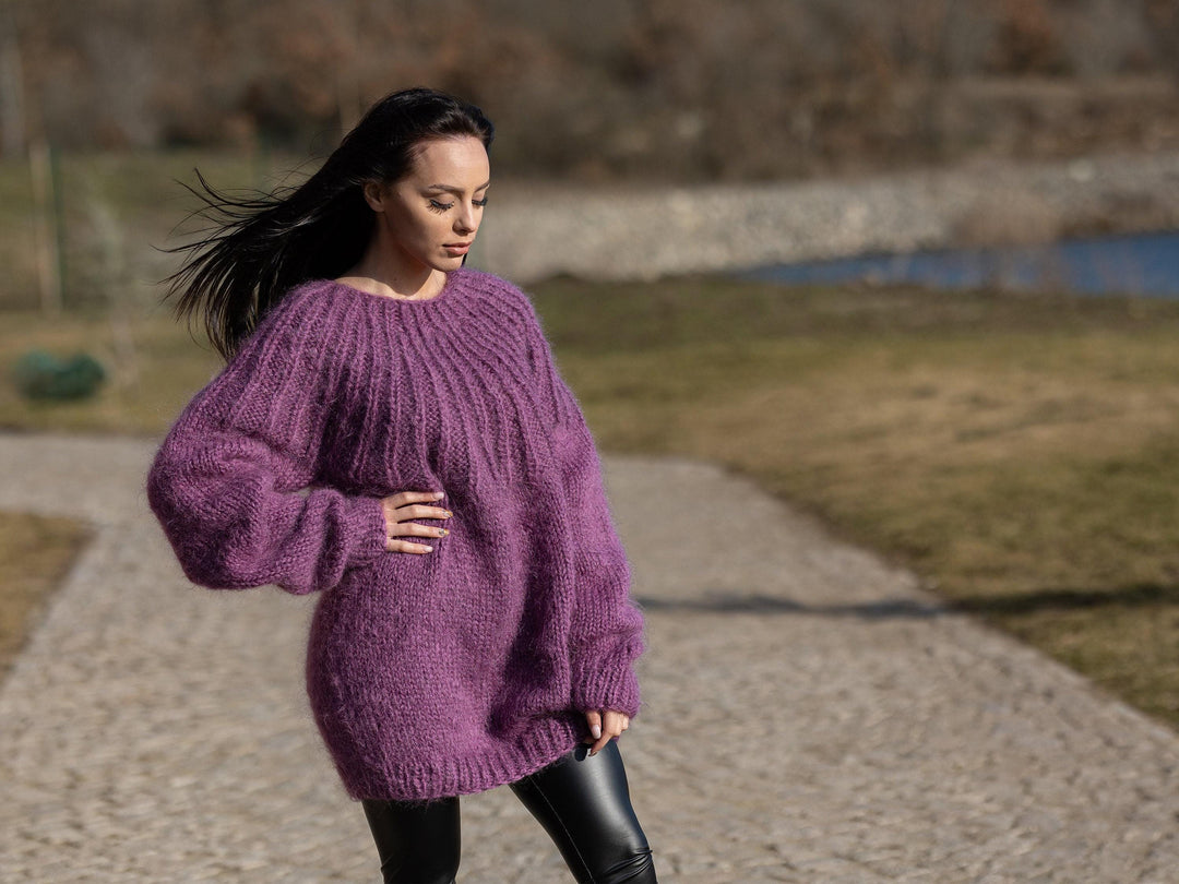 One available in size 4XL, Purple Mohair Sweater T1175