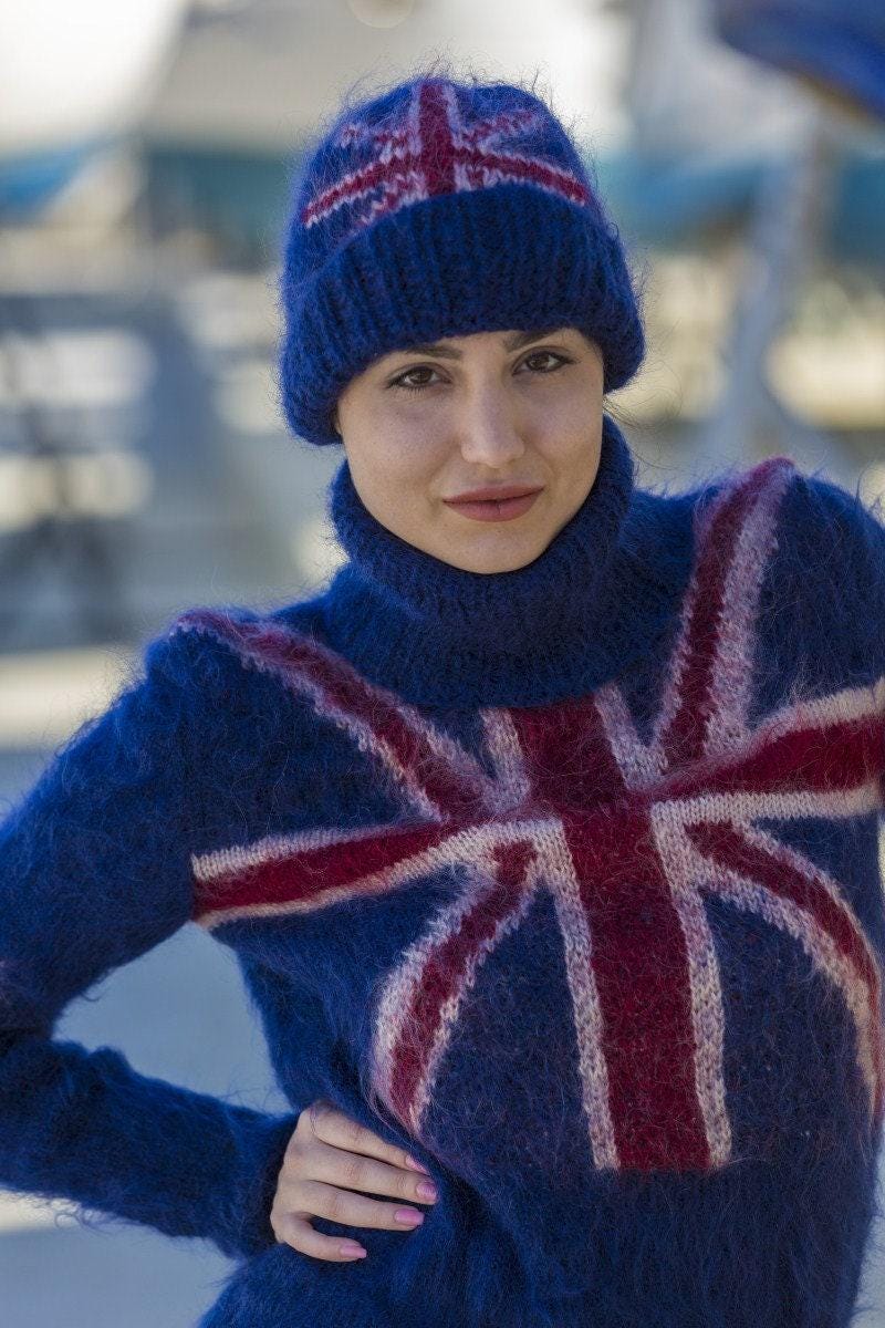 One available British flag Mohair Hat, Winter Beanie T562
