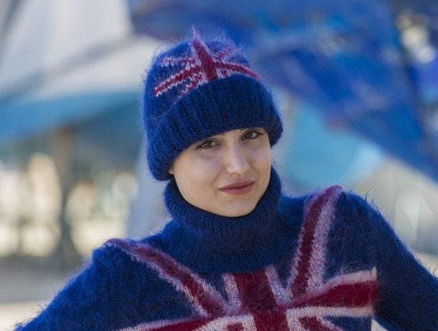 One available British flag Mohair Hat, Winter Beanie T562