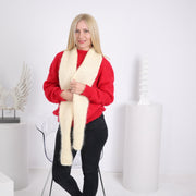 One available, Cream Mohair Hand Knitted Scarf, Soft Shawl T1635R