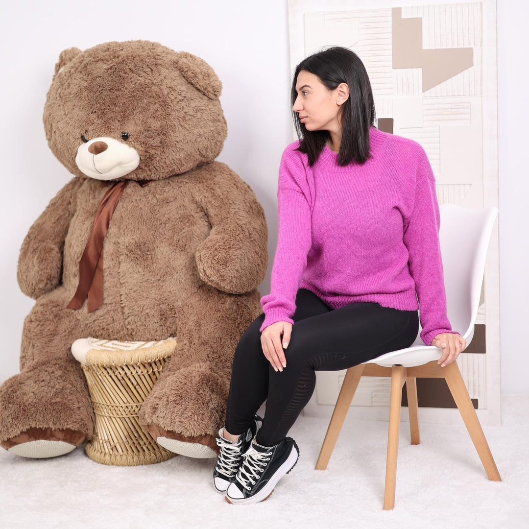 One available in size XL, Fuchsia Alpaca Sweater - Cozy Handmade Jumper T1826