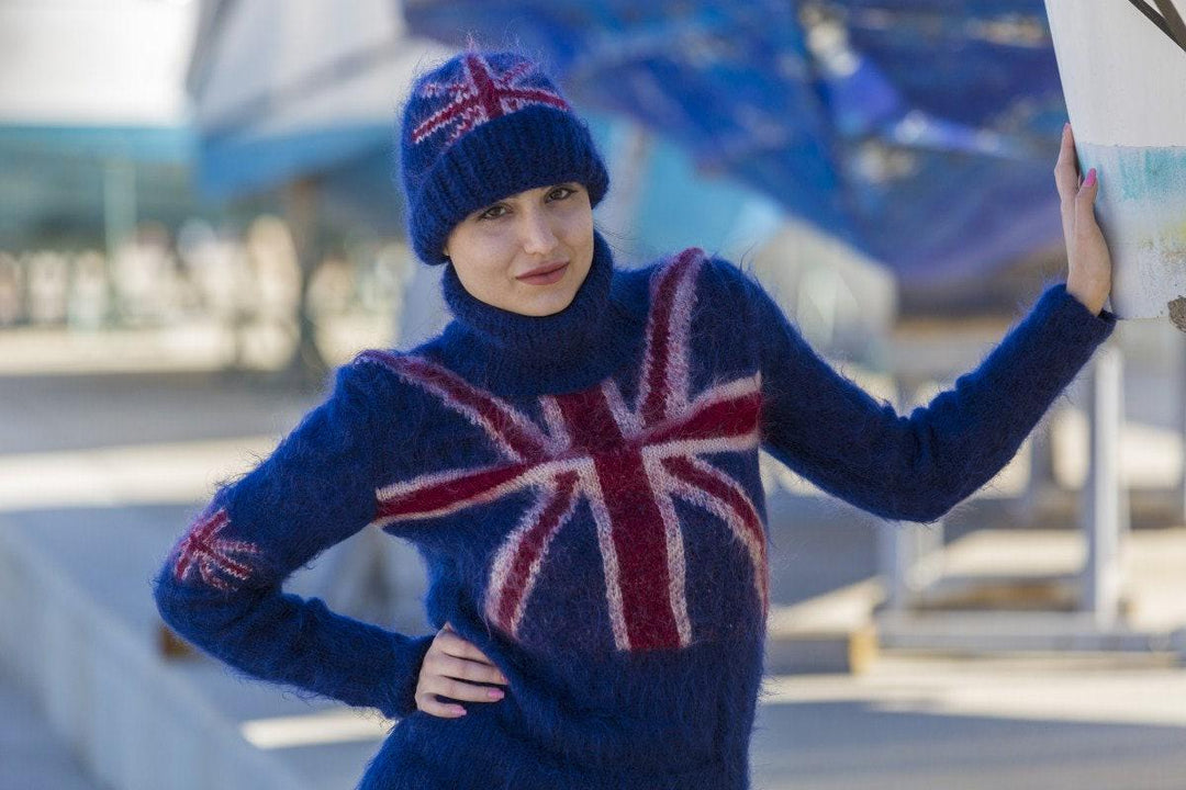 One available British flag Mohair Hat, Winter Beanie T562