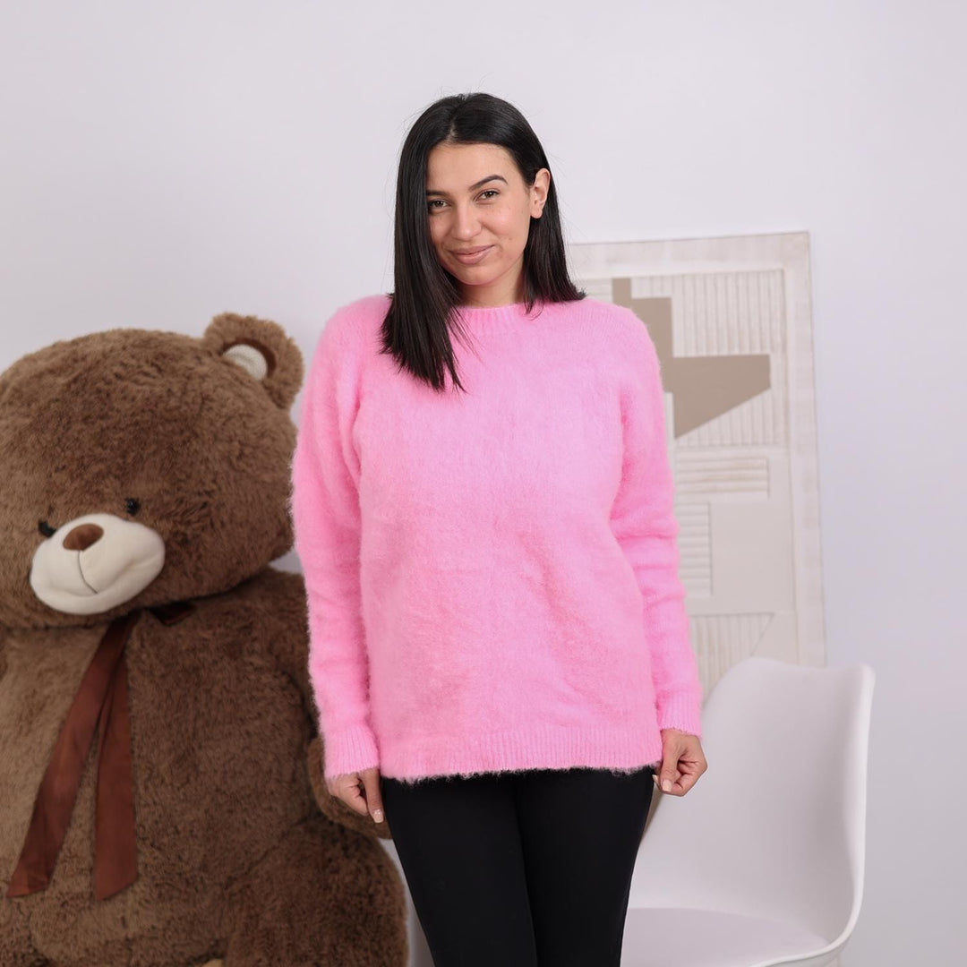 One available in size XL, Pink Alpaca Blend Sweater - Soft Cozy Pullover  T1829