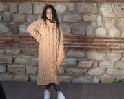 One available in size 6XL, Beige 12-Strand Baby Alpaca Merino Cardigan T1413R