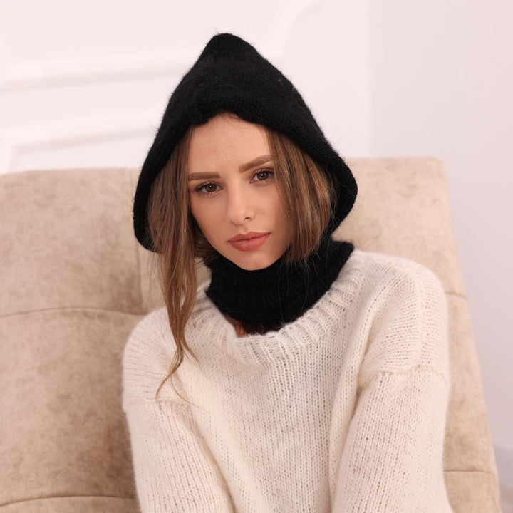 One available Black Mohair Balaclava Hat, Hand Knitted Soft Winter Ski Mask, Hood T2024