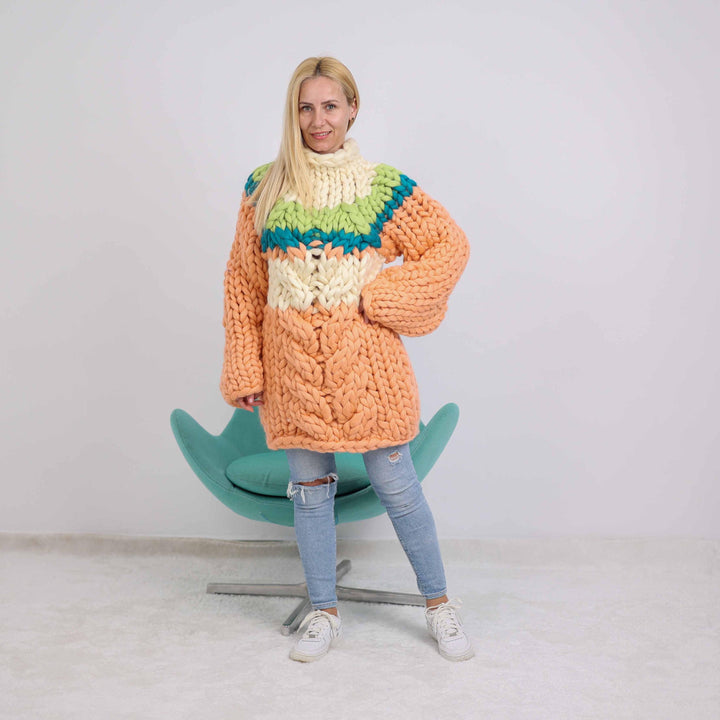 One available in size  3XL 100 % Merino wool Sweater with Cables T1889