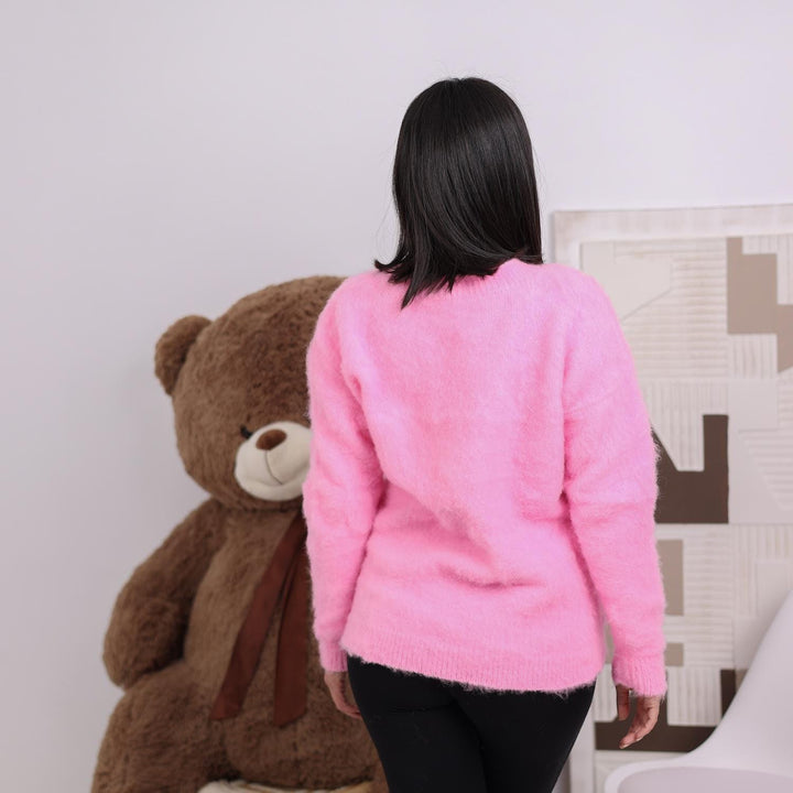 One available in size XL, Pink Alpaca Blend Sweater - Soft Cozy Pullover  T1829