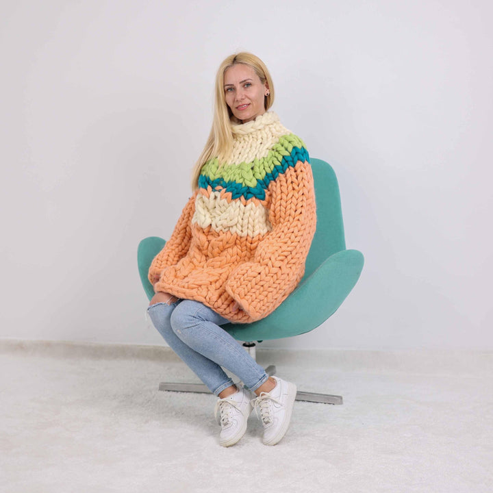 One available in size  3XL 100 % Merino wool Sweater with Cables T1889