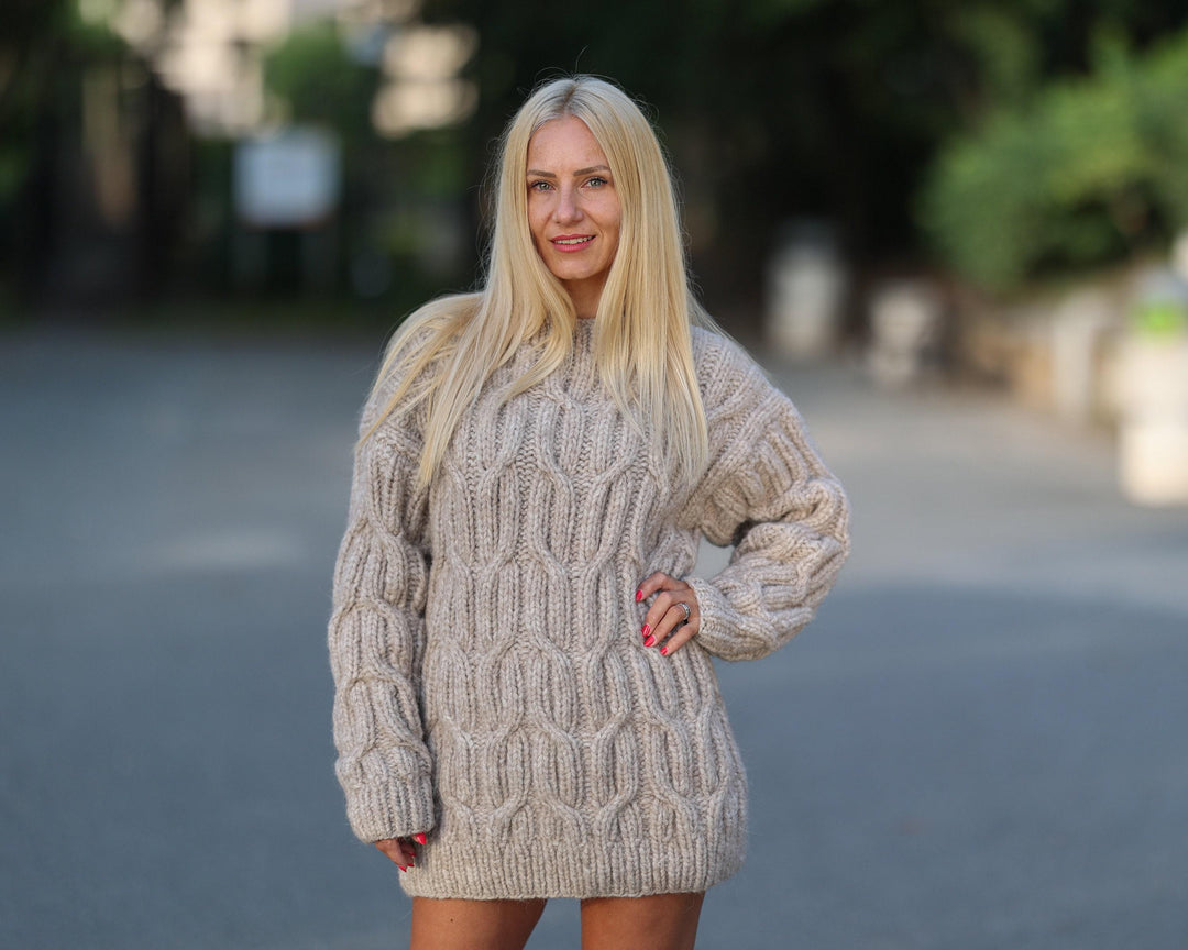 One available in size 3XL,Beige Soft Alpaca and Merino Sweater  T1449