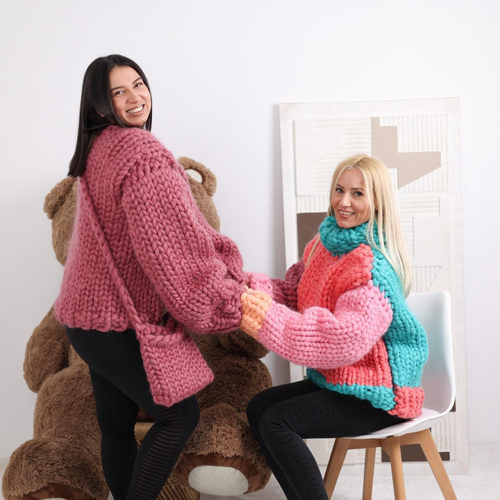 One available in size 6XL, Chunky Merino Sweater - Knit in Unspun Roving Wool T1851