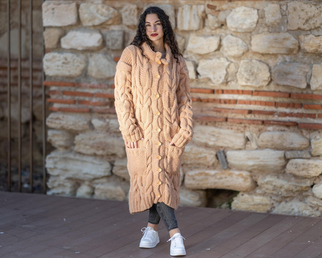 One available in size 6XL, Beige Baby Alpaca Cardigan   T1413