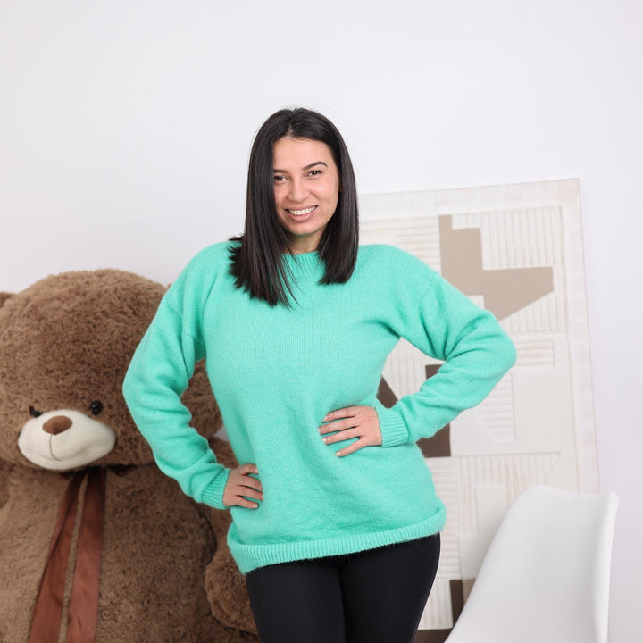 One available in size 2XL, Mint Green Alpaca Blend Sweater -Soft Knit Pullover T1828