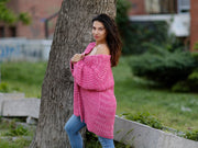 One available in size XL, 100% Cotton Hand-Knitted English Rib Cardigan T1068R