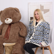 One available in size 6XL, Icelandic Lopi Wool Cardigan - Hand Knitted Jacket T1839R