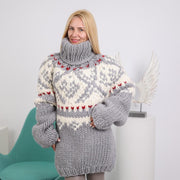 One available in size 4XL, Norwegian Wool Sweater - Hand Knitted 5-Strand Chunky Pullover T1916R