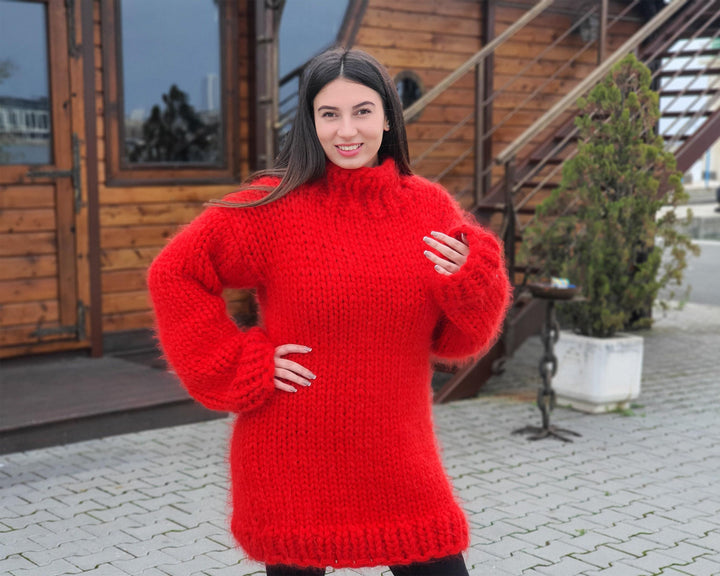 12-Strand Big Mohair Sweater – Hand-Knitted Chunky Unisex Pullover T914