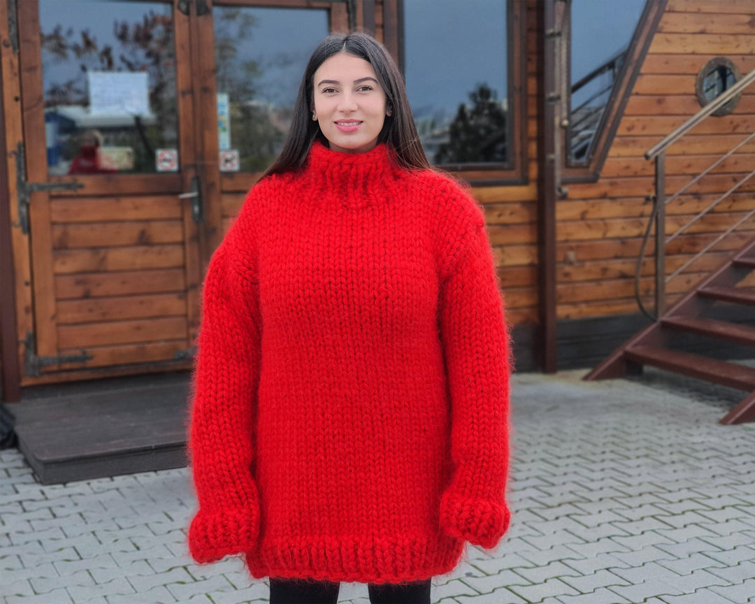 12-Strand Big Mohair Sweater – Hand-Knitted Chunky Unisex Pullover T914