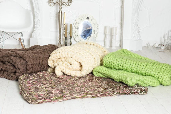 One available Soft Wool Blanket 45 x 60 ", Hand Knittted Throw, Giant Blanket  T609