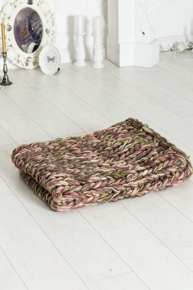 One available Soft Wool Blanket 45 x 60 ", Hand Knittted Throw, Giant Blanket  T609