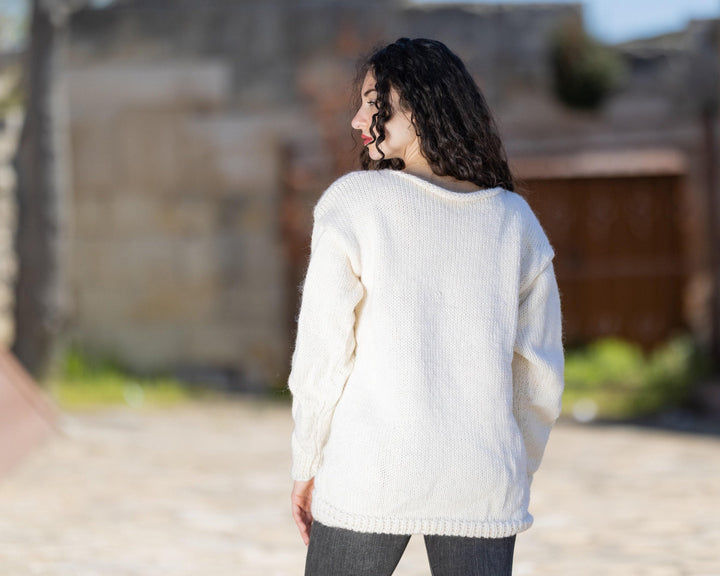 One available sweater in size 3XL,Hand knitted 100 % soft wool jumper T1420
