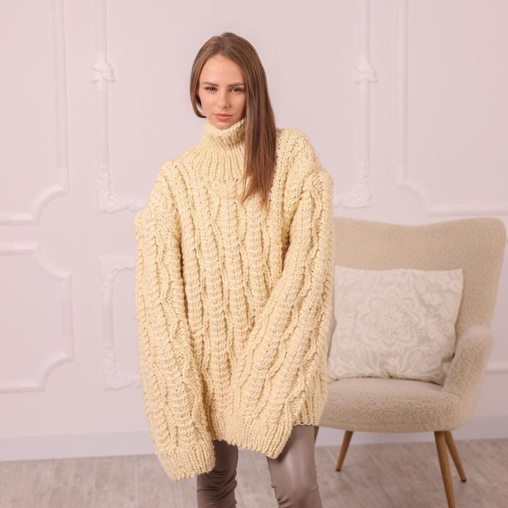 One available sweater in size 4XL , Chunky Wool Cable Sweater T2006