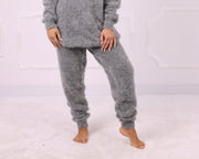 Gray Kid Mohair Fluffy Hand Knit Pants T2343