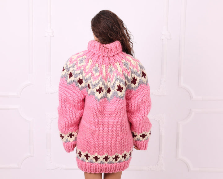 Multicolour merino roving Nordic sweater full back view